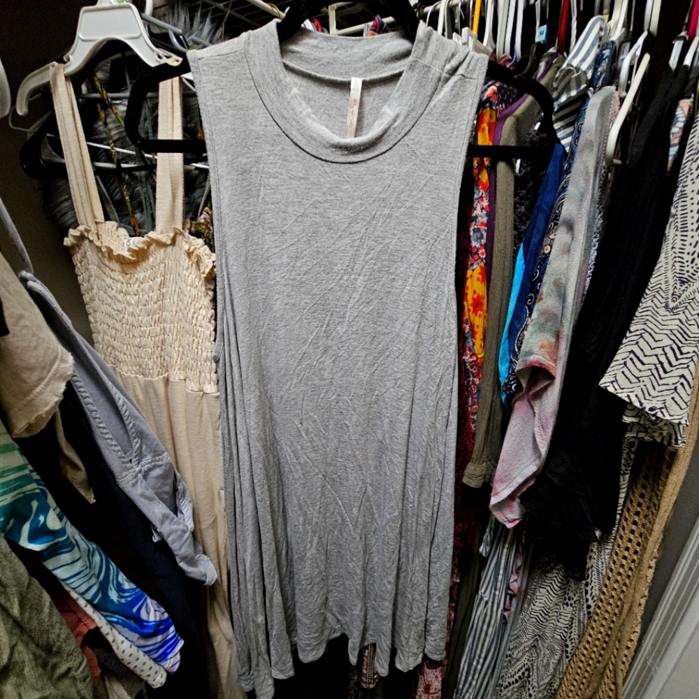 My Story Medium Gray Mock Neck Sleeveless Dress